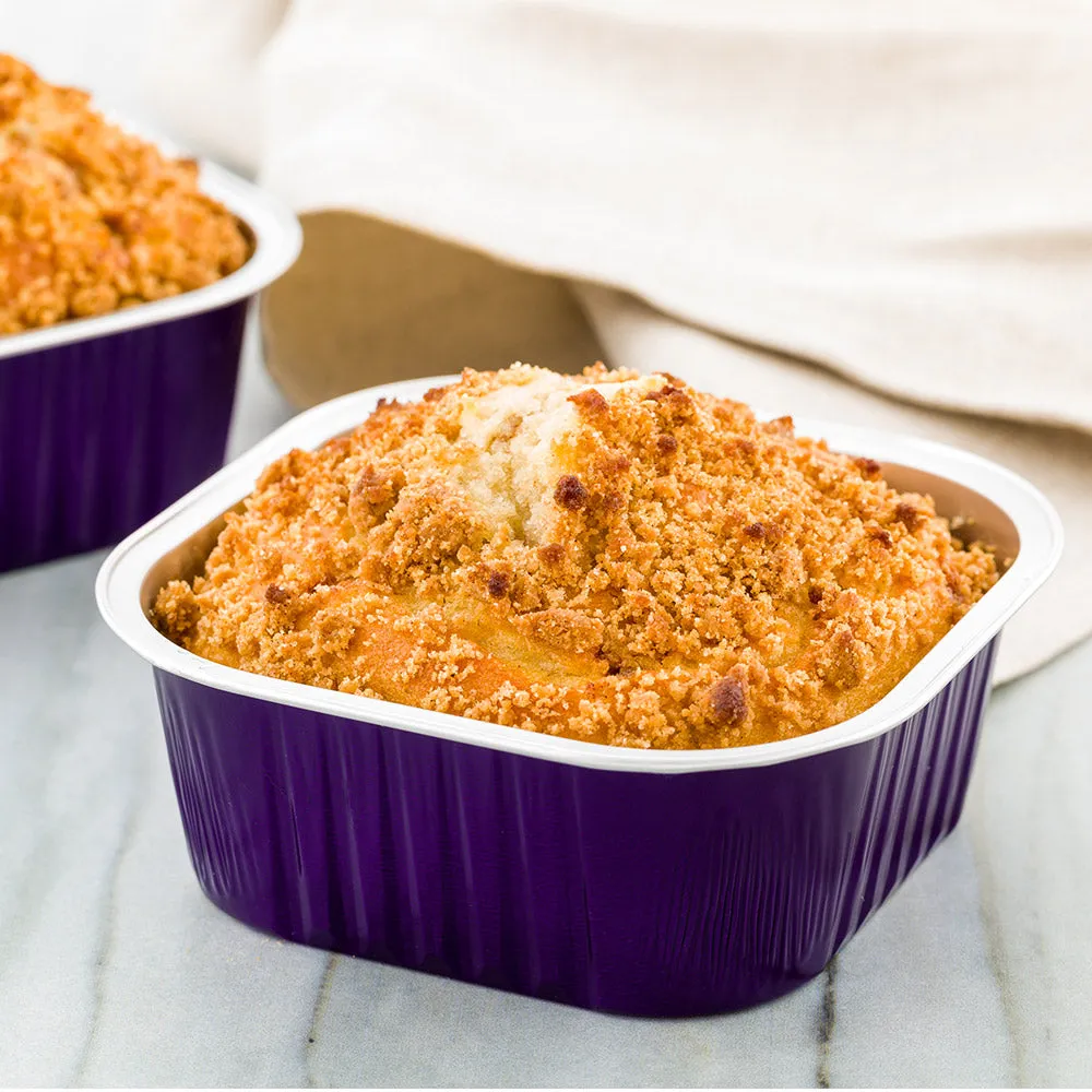 10 oz Square Purple Aluminum Baking Cup - Lids Available - 4 1/4" x 4 1/4" x 1 1/2" - 100 count box