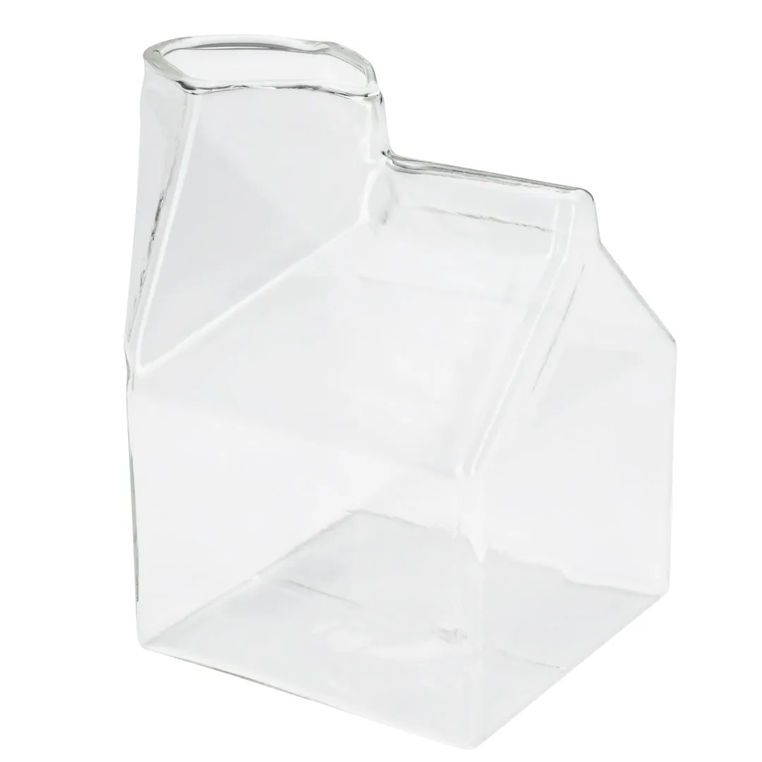 12 oz Clear Glass Milk Carton - 3 1/4" x 2 3/4" x 4" - 1 count box