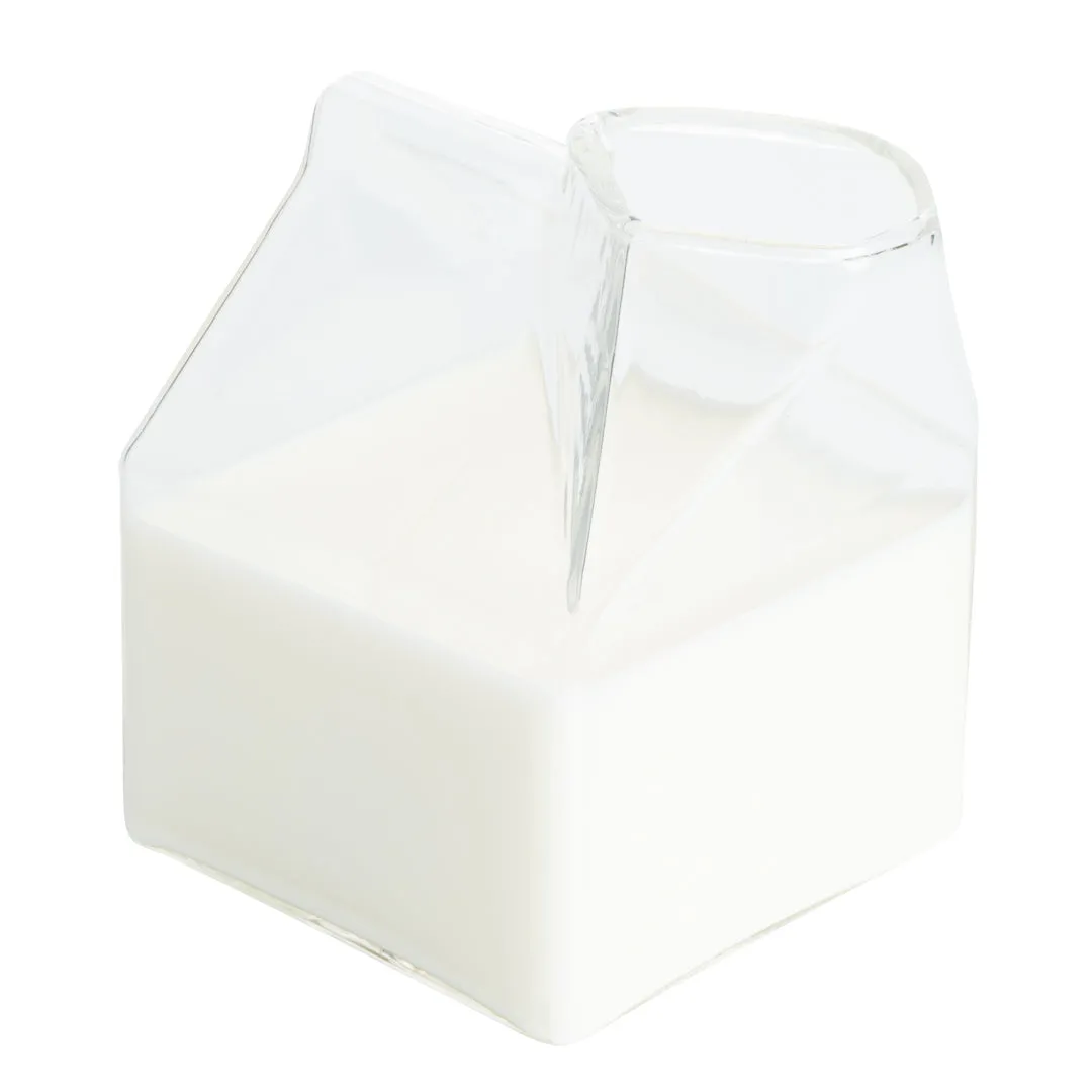 12 oz Clear Glass Milk Carton - 3 1/4" x 2 3/4" x 4" - 1 count box
