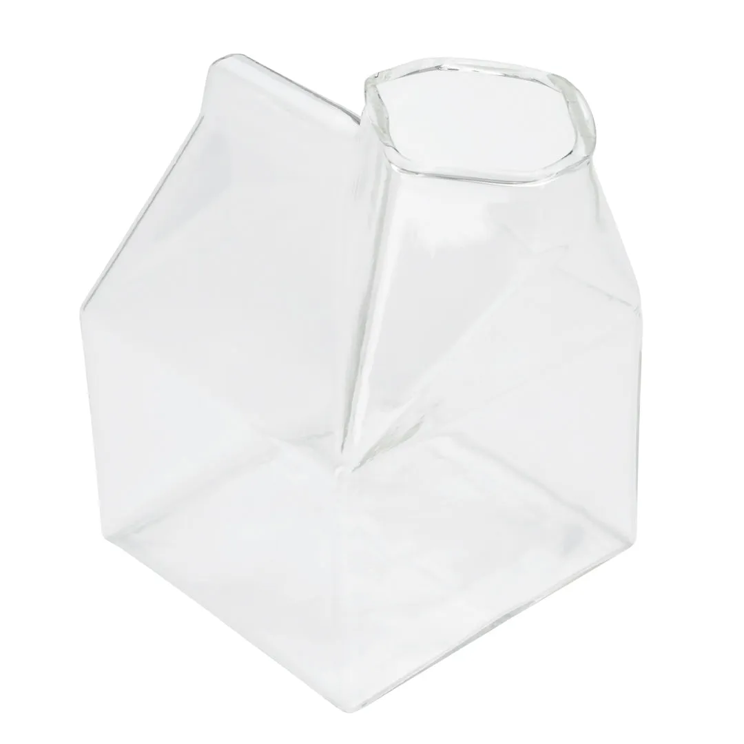 12 oz Clear Glass Milk Carton - 3 1/4" x 2 3/4" x 4" - 1 count box