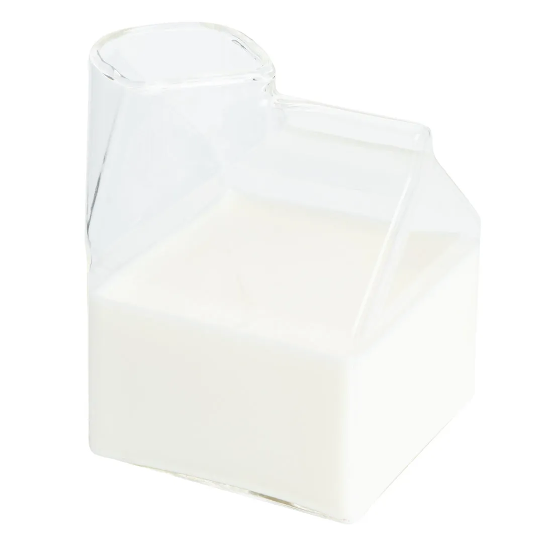 12 oz Clear Glass Milk Carton - 3 1/4" x 2 3/4" x 4" - 1 count box