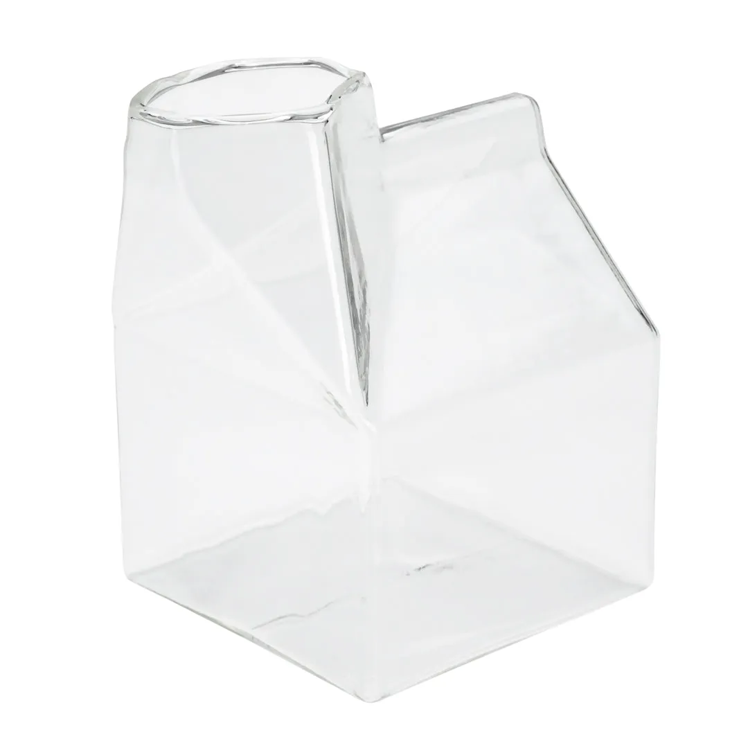 12 oz Clear Glass Milk Carton - 3 1/4" x 2 3/4" x 4" - 1 count box