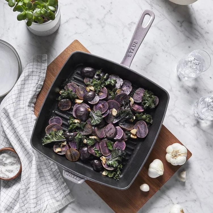 12" Cast Iron Square Grill Pan - Lilac