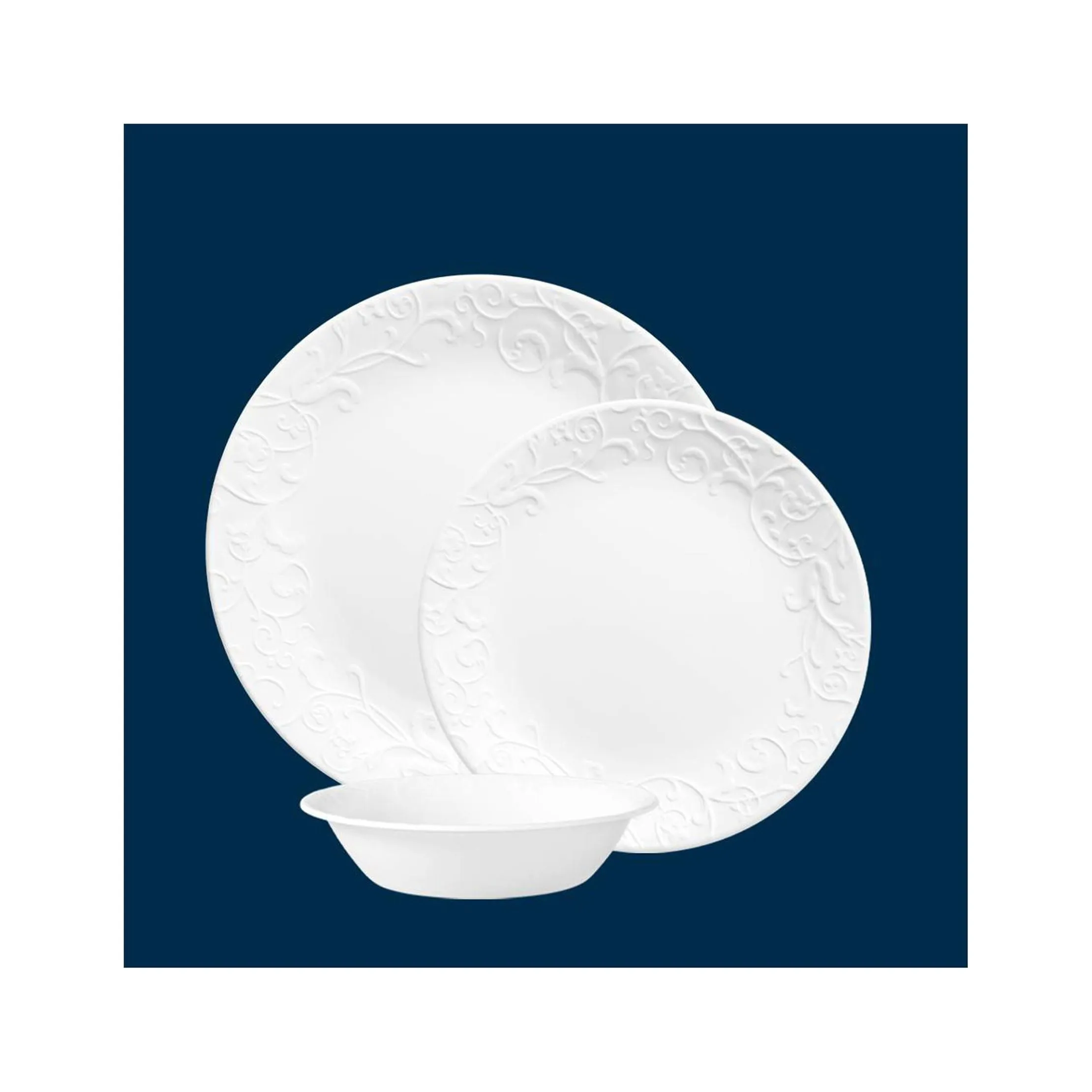 18pc Vitrelle Embossed Bella Faenza Dinnerware Set White