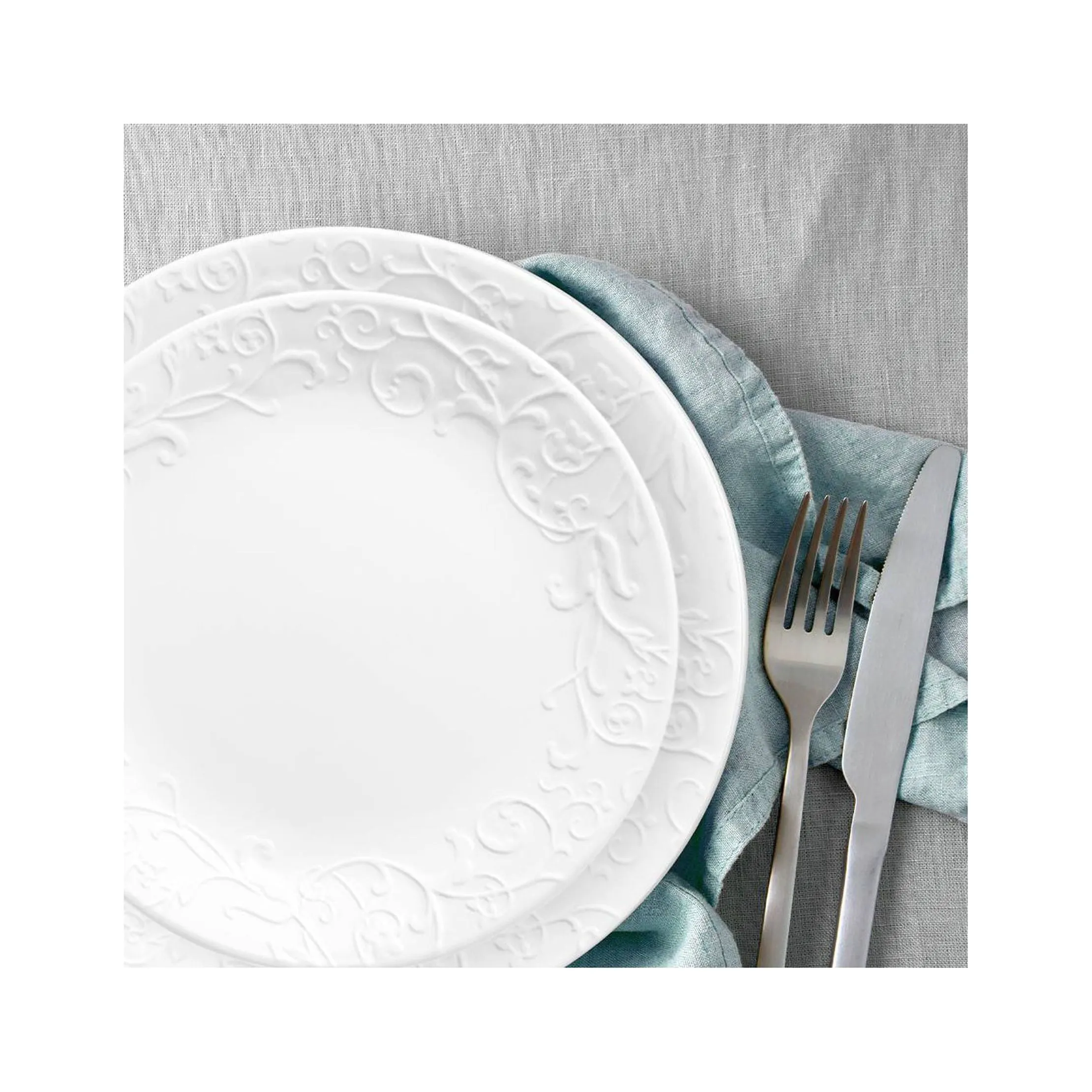 18pc Vitrelle Embossed Bella Faenza Dinnerware Set White