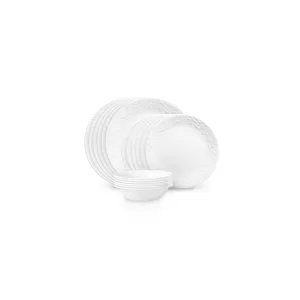 18pc Vitrelle Embossed Bella Faenza Dinnerware Set White