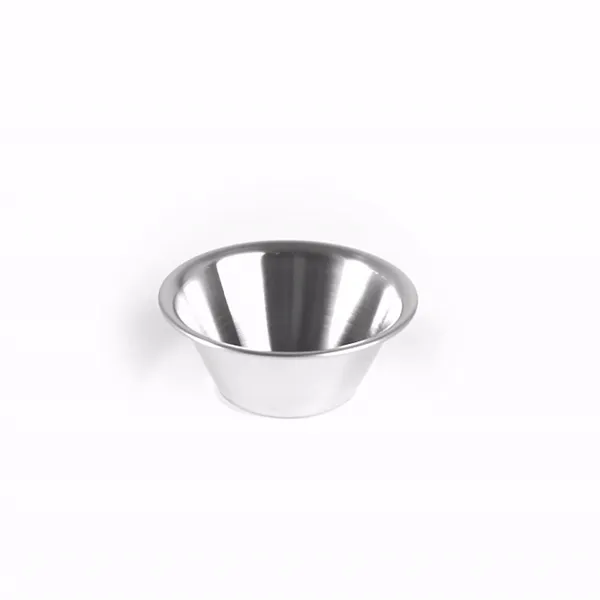 2 oz Stainless Steel Condiment Cup - 2 3/4" x 2 3/4" x 1" - 10 count box