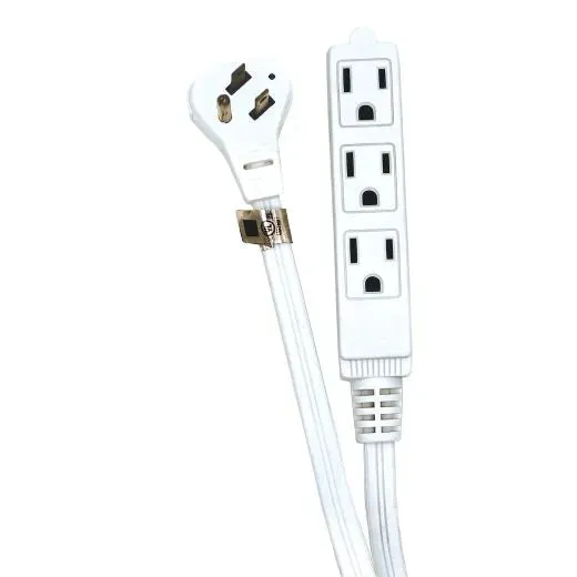 6' Indoor Light Duty Triple Outlet Flat Plug Extension Cord White 16/3