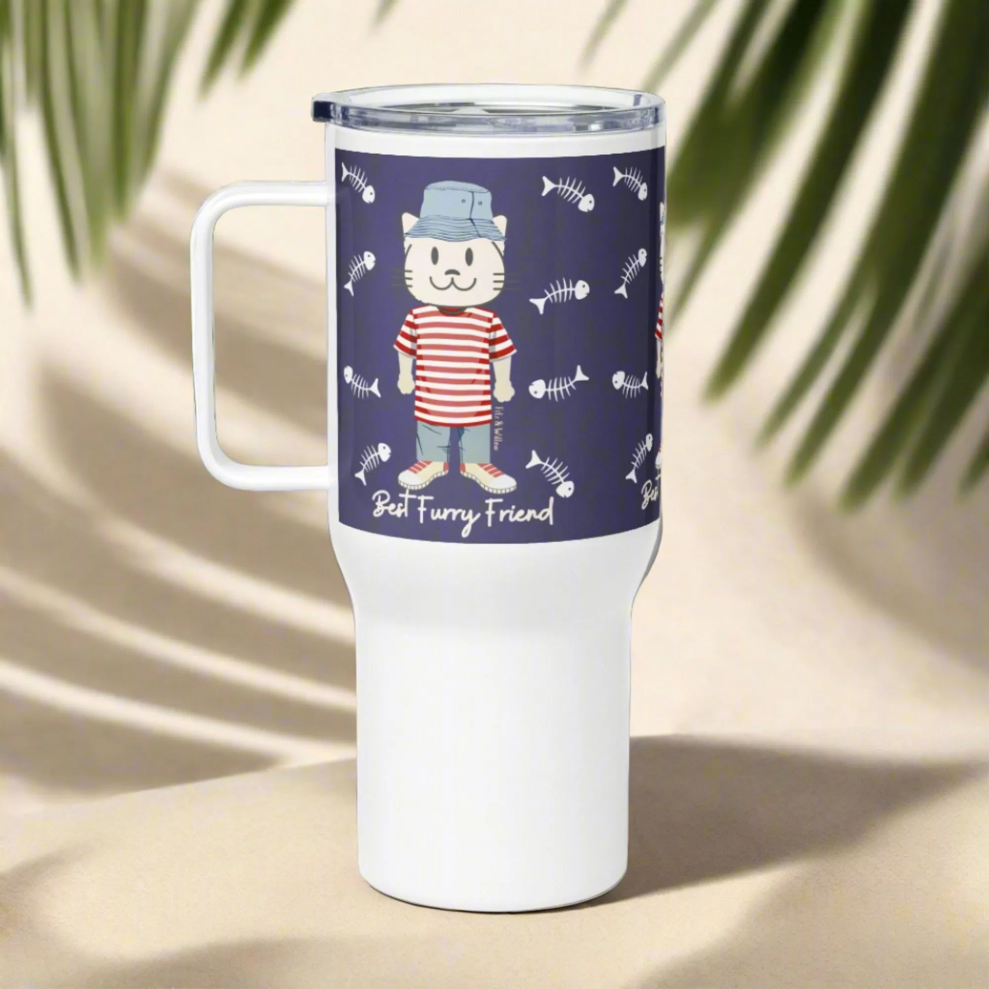 BFF. Cat themed Travel mug with handle
