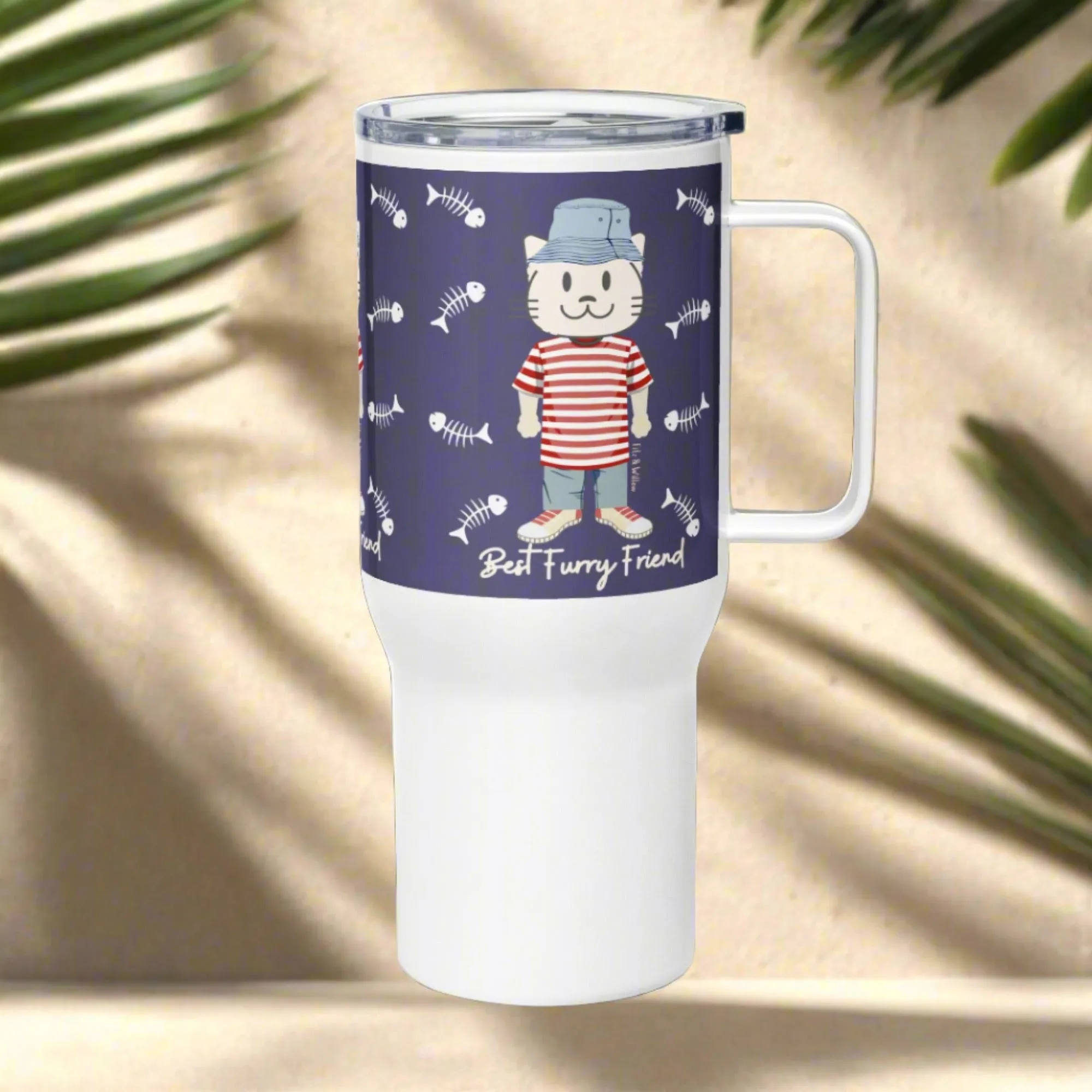 BFF. Cat themed Travel mug with handle