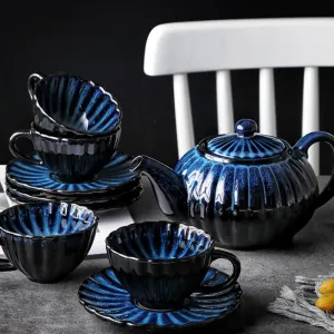 Blue Artisan Teapot Set