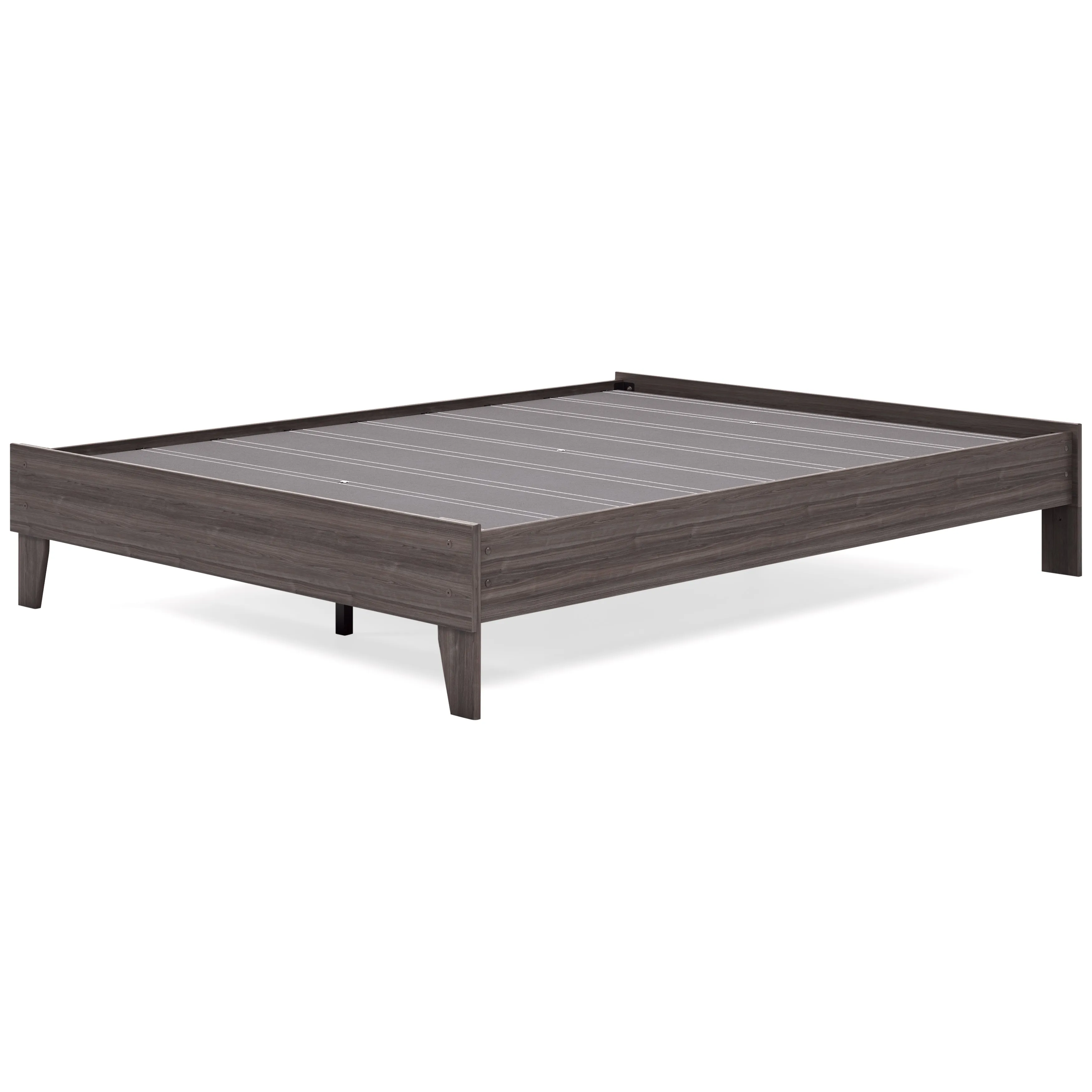 Brymont Queen Platform Bed with Mattress in Dark Gray