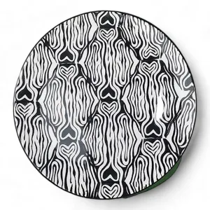 Ceramic Side Plates Modern Black & White Heart Design  20cm