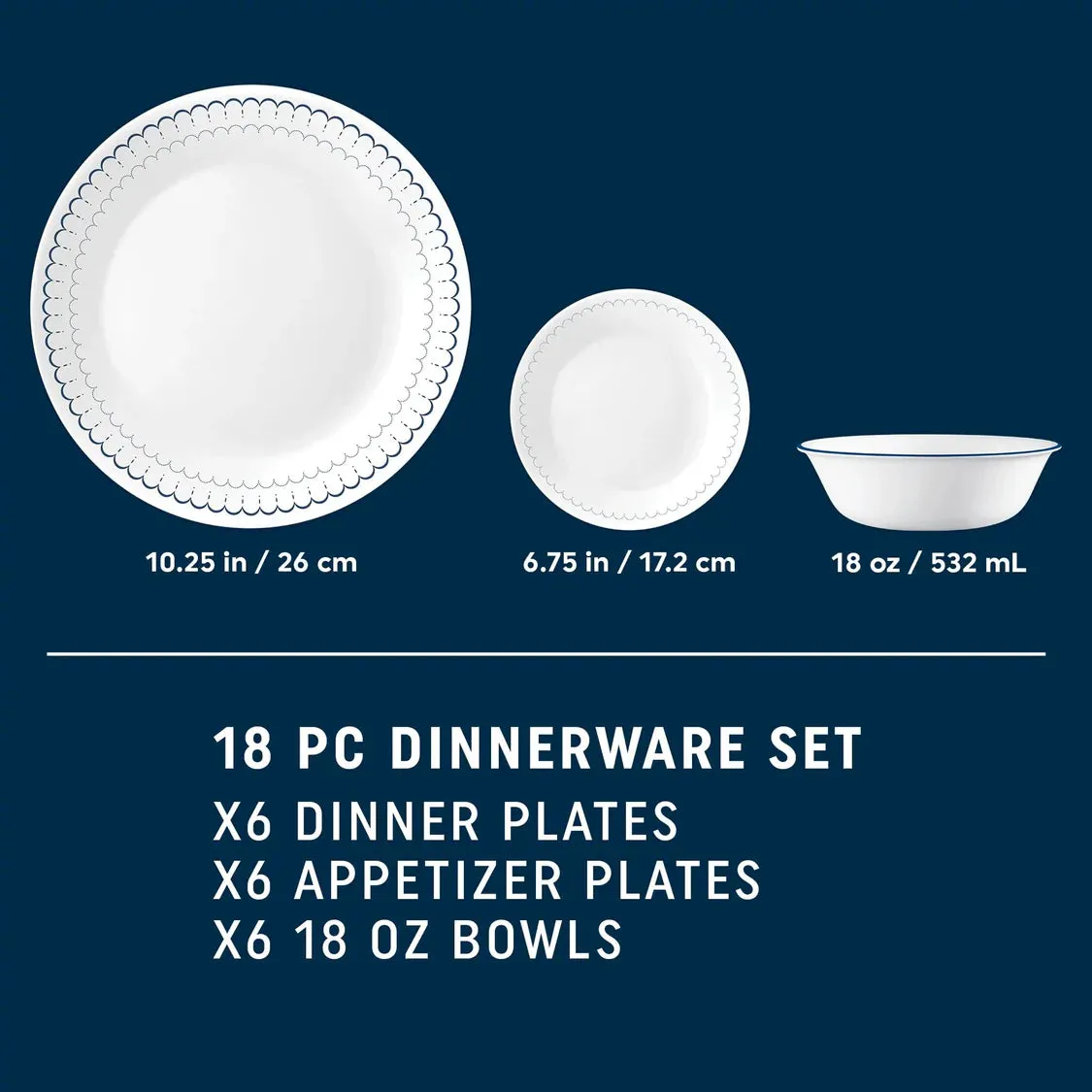 Corelle 18 PCS DINNER SET CASPIN (1147837)1X18 CORELLE DTCM