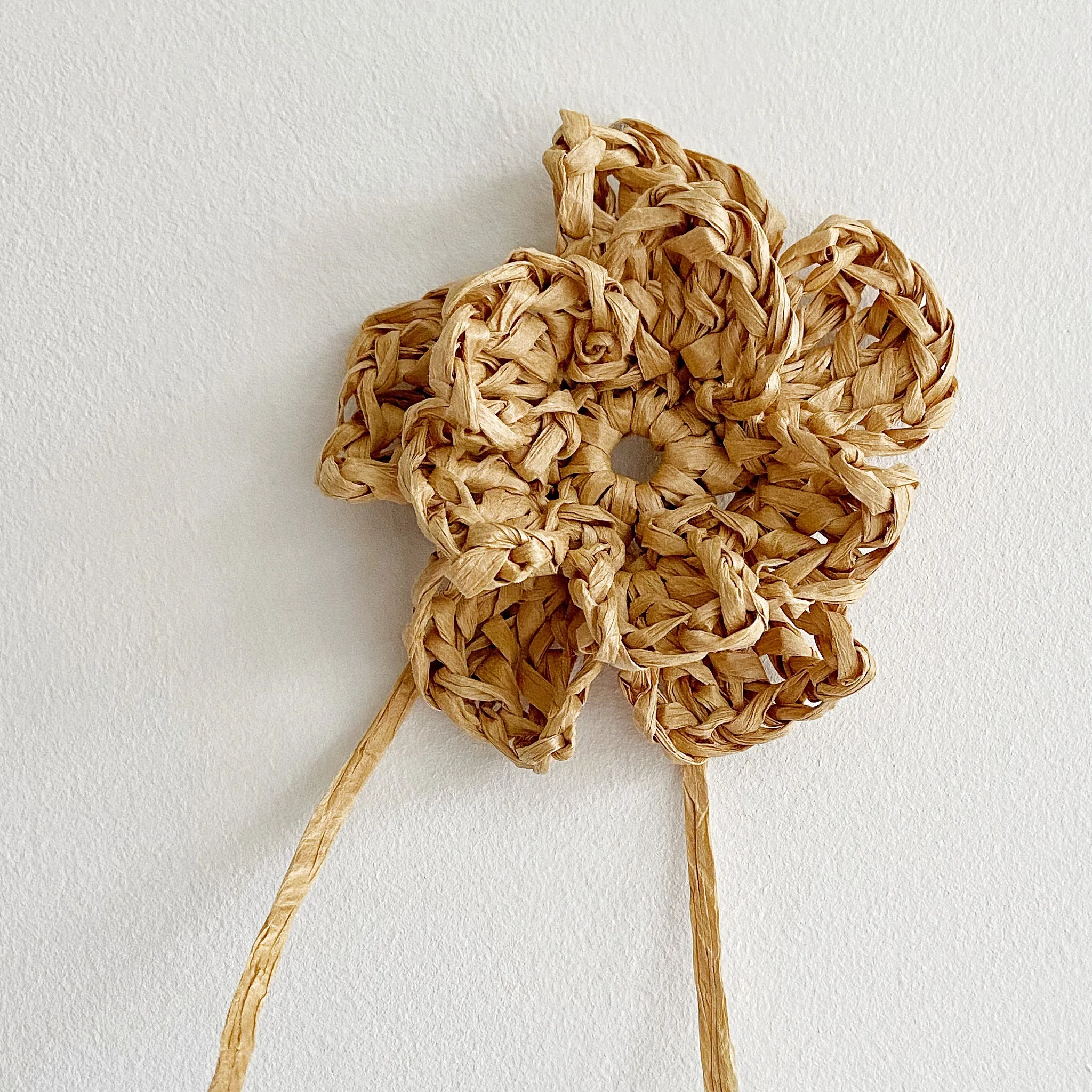 Crocheted Flowers with Natural Raffia Paper String