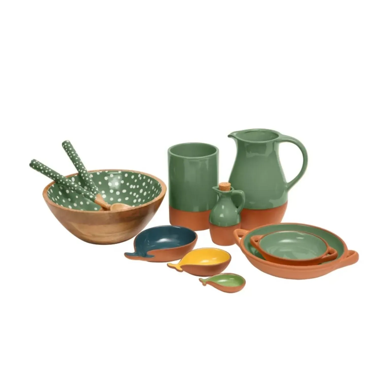 Dexam 27cm Green Spotted Mango Wood Salad Bowl