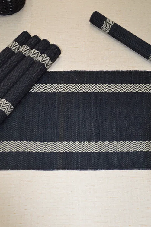 Dharini Madurkathi Tassels Placemats Charcoal (Set Of 6)