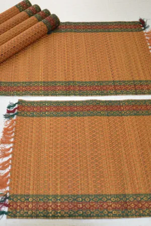 Dharini Madurkathi Tassels Placemats Mustard (Set Of 6)