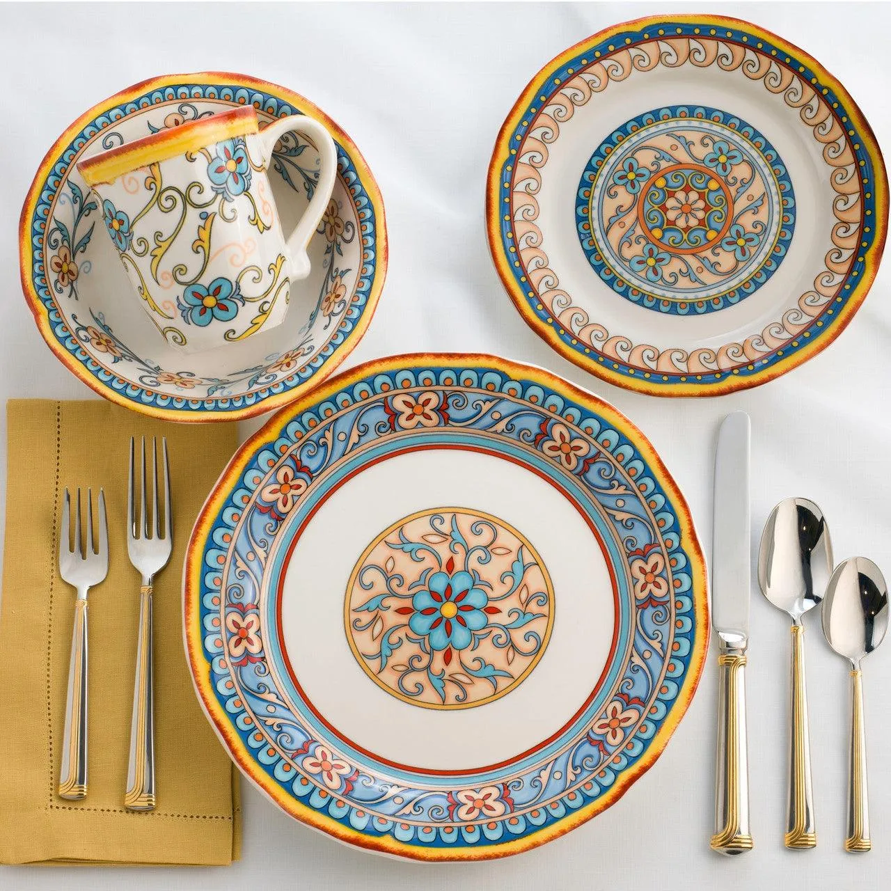 Duomo Italian Style Stoneware Dinnerware Set, Service for 4