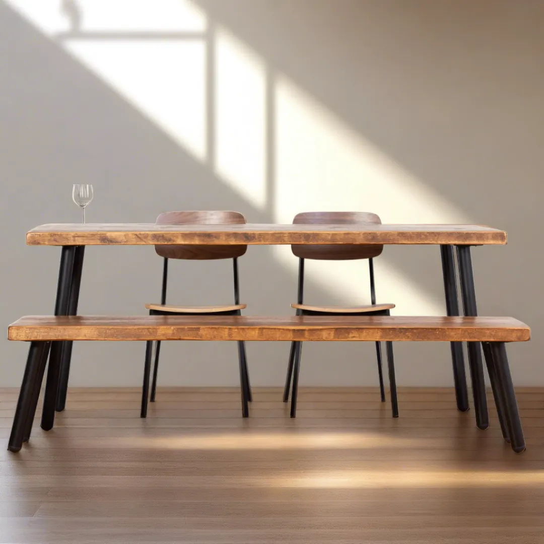 Gibson Industrial Dining Table - Chunky Round Leg