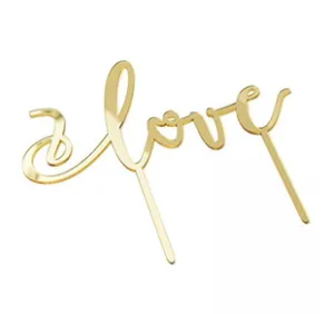 Gold Love Script Cake Topper