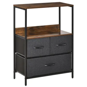HOMCOM 3 Drawer Storage Chest Unit - Sleek Black Cabinet with Shelves for Living Room, Bedroom & Entryway
