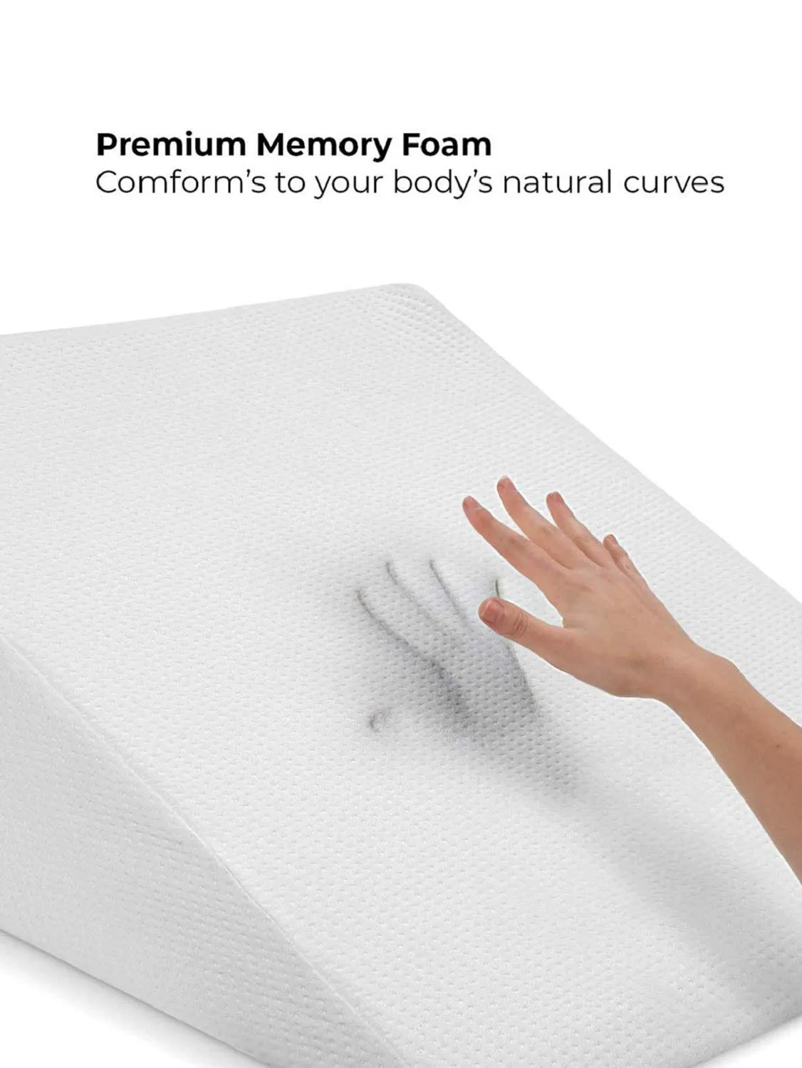 Kuber Industries Bed Wedge Pillow with Memory Foam Top-Ideal for Comfortable and Restful Sleeping-Alleviates Neck, Washable Cover (Cream)-KUBMART11418