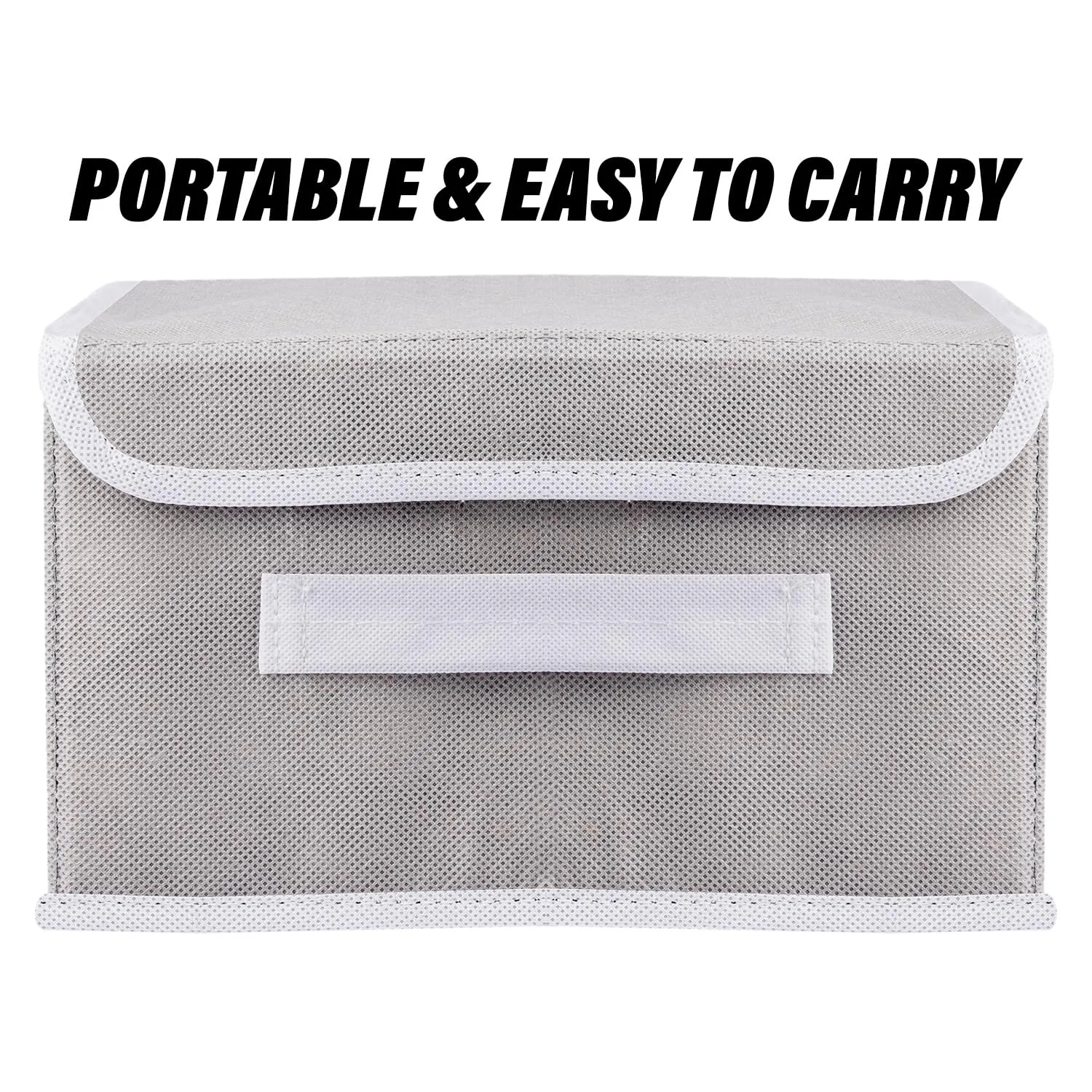 Kuber Industries Drawer Storage Box | Foldable Dhakkan Storage Box | Non-Woven Clothes Organizer | Storage Box with Handle | M | L | Pack of 2 | Gray
