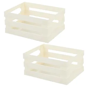 Kuber Industries Multipurpose Portable Large Storage Basket|Box For Storage Without Lid-Pack of 2 (Beige)