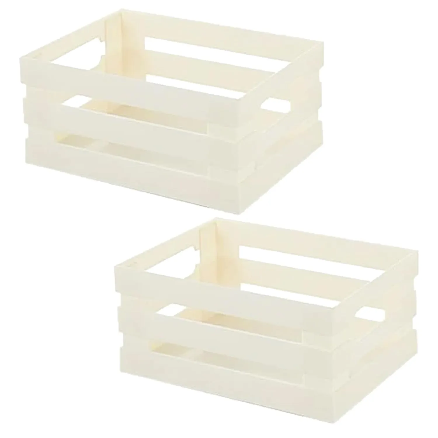 Kuber Industries Multipurpose Portable Large Storage Basket|Box For Storage Without Lid-Pack of 2 (Beige)