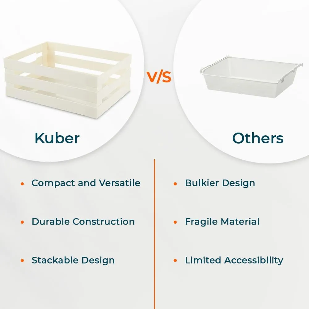 Kuber Industries Multipurpose Portable Large Storage Basket|Box For Storage Without Lid-Pack of 2 (Beige)
