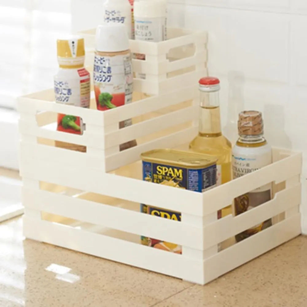 Kuber Industries Multipurpose Portable Large Storage Basket|Box For Storage Without Lid-Pack of 2 (Beige)