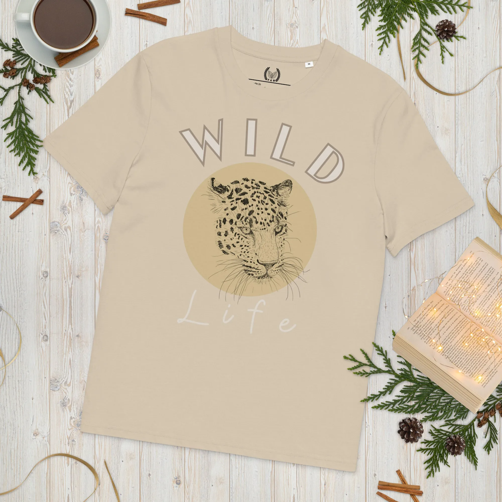 Leopard Graphic Organic Tee - “Wild Life” Quote
