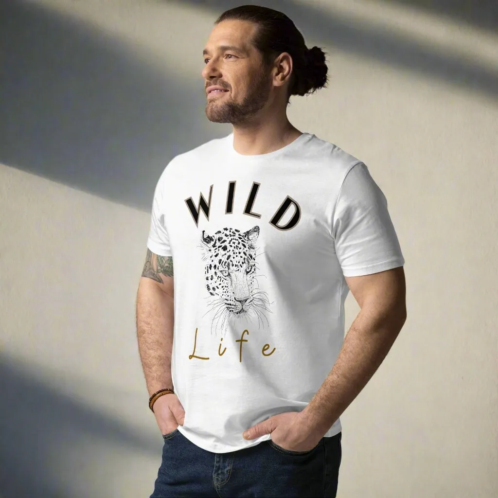 Leopard Graphic Organic Tee - “Wild Life” Quote