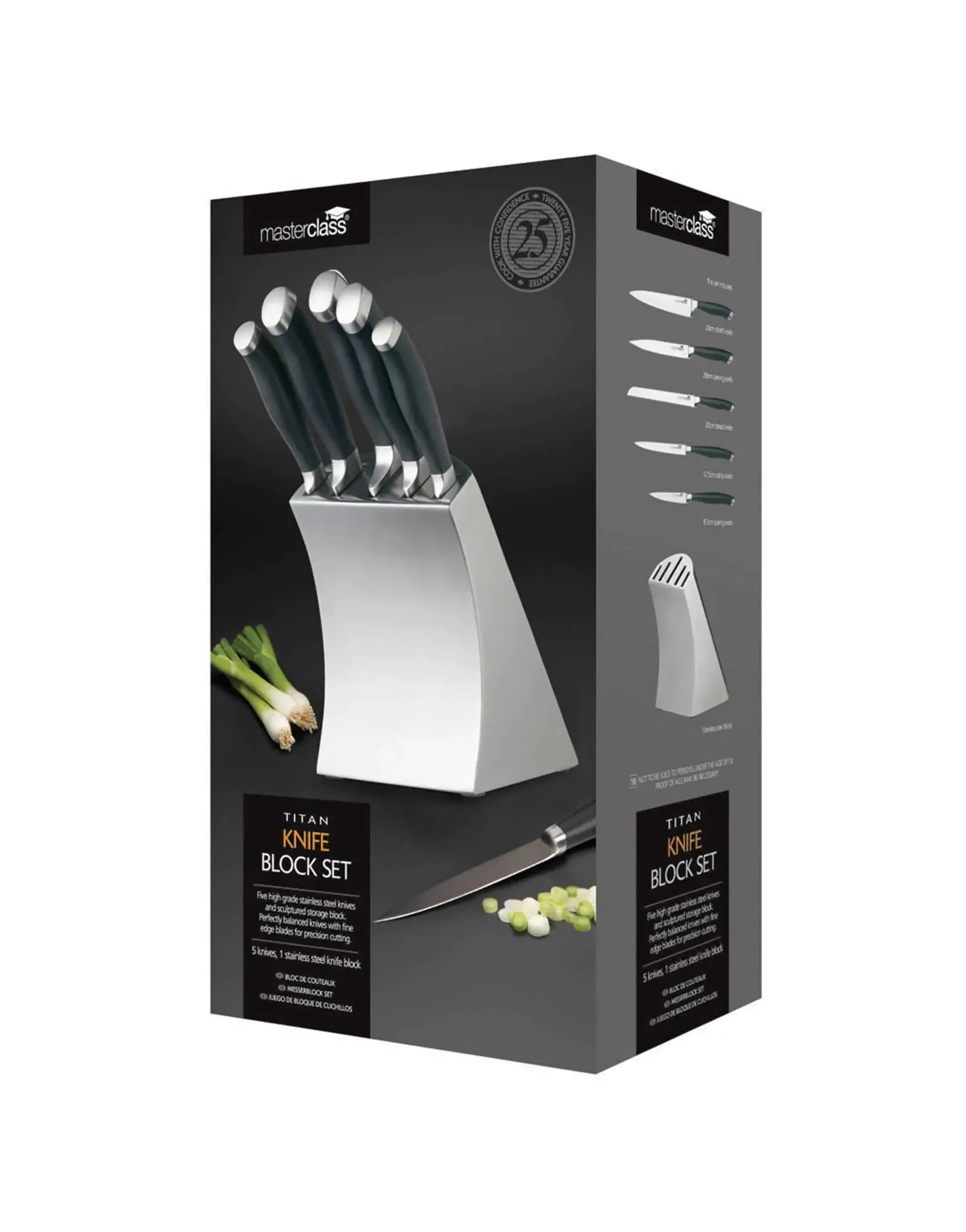 MasterClass Trojan Five Piece Knife Set Stainless Steel