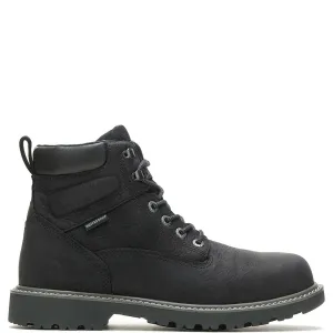 MEN'S WOLVERINE BLACK FLOORHAND WATERPROOF 6" WORK BOOT