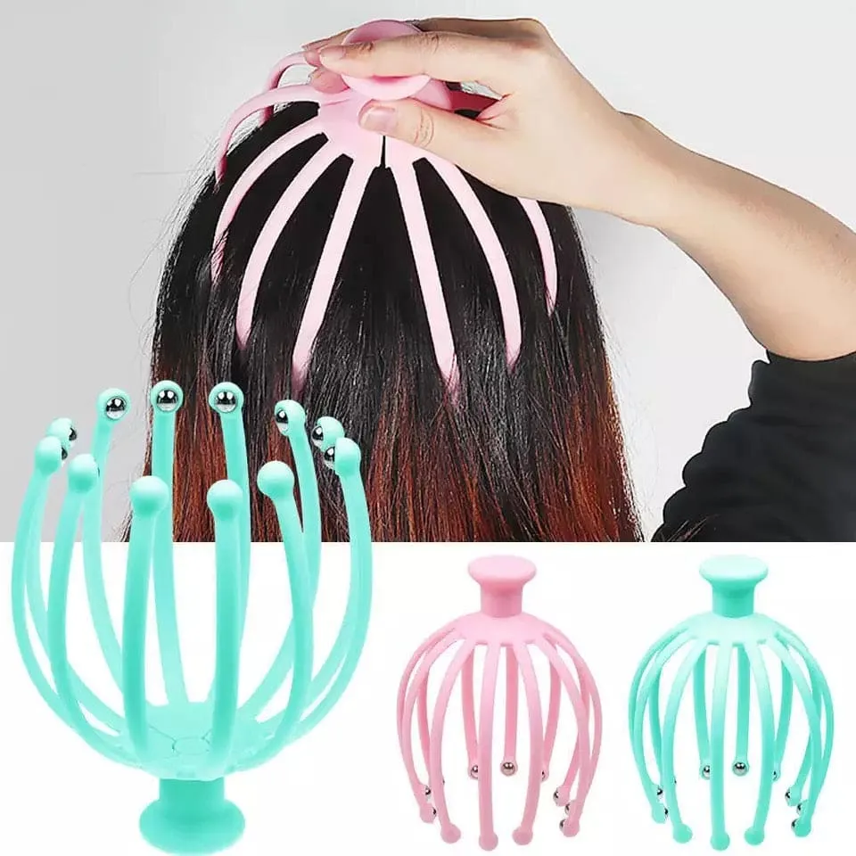 Octopus Hand Held Massager, Head Massager With 8 Roller Balls, Head Scratcher Scalp Massager For Deep Relaxation