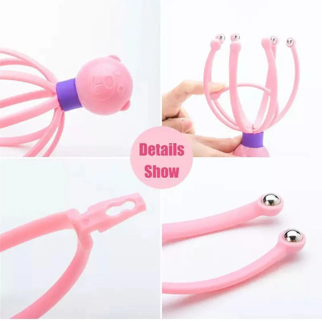 Octopus Hand Held Massager, Head Massager With 8 Roller Balls, Head Scratcher Scalp Massager For Deep Relaxation