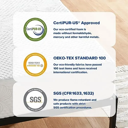 Olee Sleep 9 Inch I-Gel Multi Layered Memory Foam Mattress, Full, White