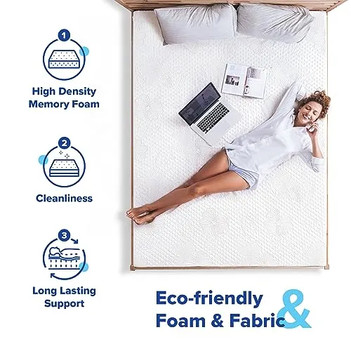 Olee Sleep 9 Inch I-Gel Multi Layered Memory Foam Mattress, Full, White