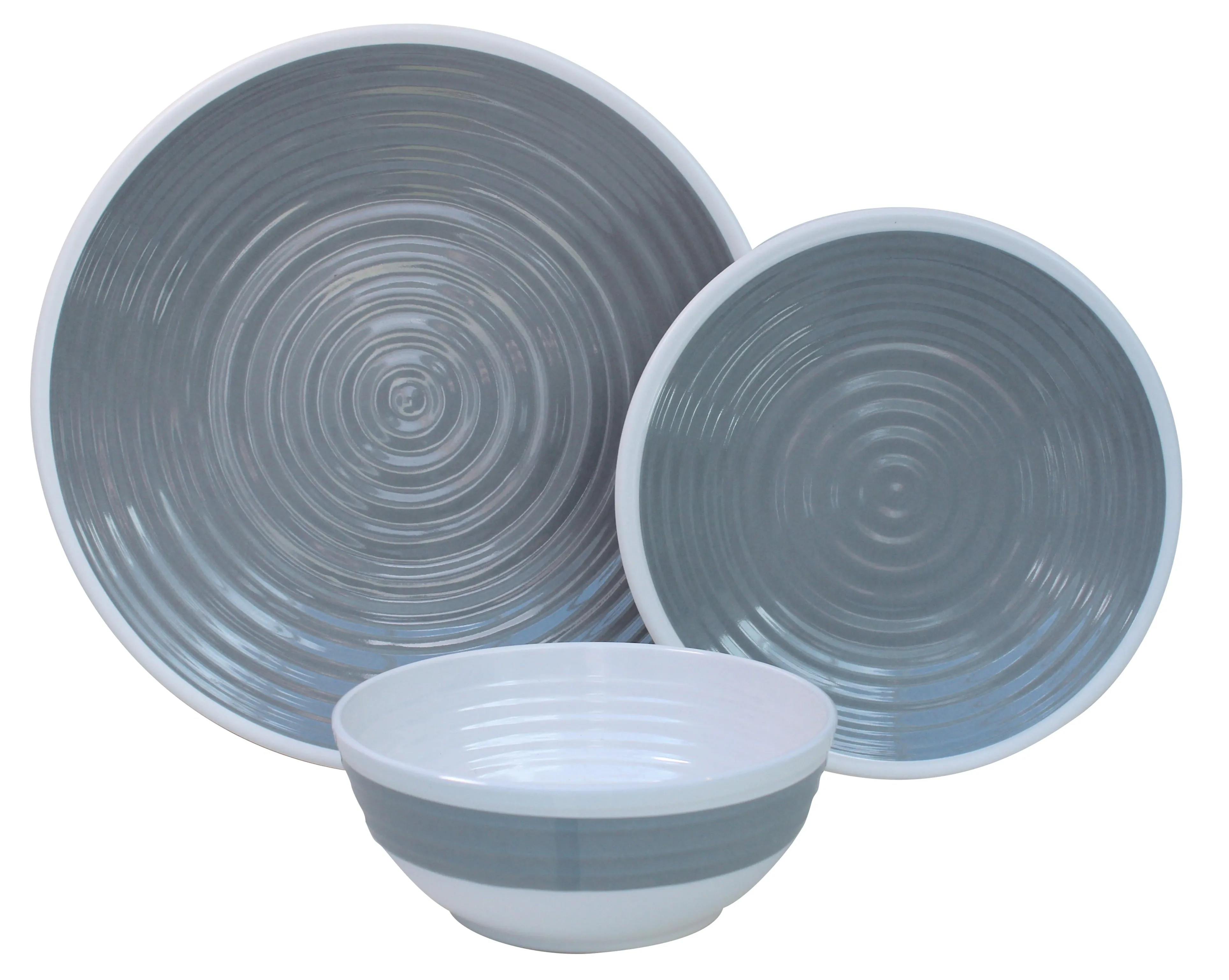 Outdoor Revolution 12 Piece Melamine Tableware Set - Pastel Grey