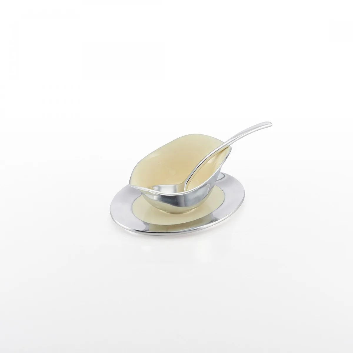 Pod Sauce Boat Set Silver/Oyster
