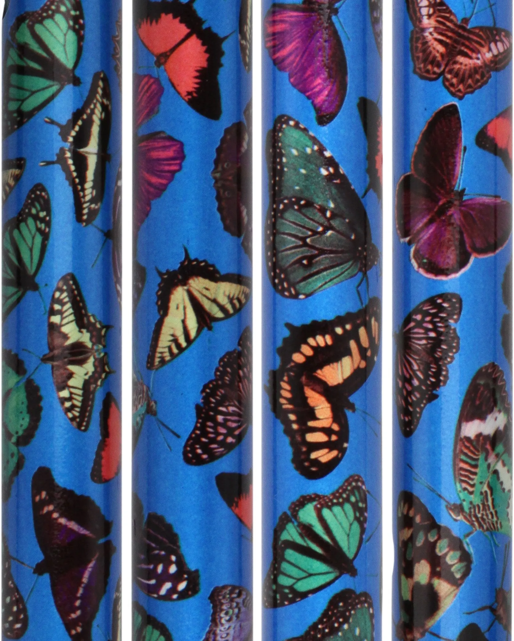 Scratch and Dent Mini-Blue Skies Butterfly Adjustable Folding Aluminum Walking Cane with Engraved Collar V2234