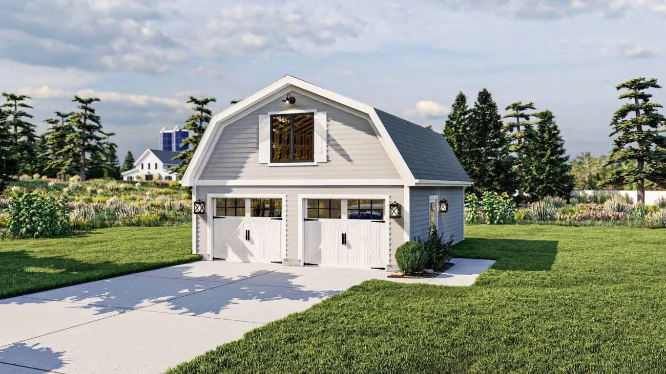 Versatile Two-Bay Garage Plan with Ample Storage Space