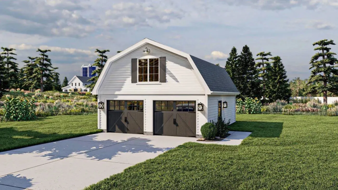 Versatile Two-Bay Garage Plan with Ample Storage Space