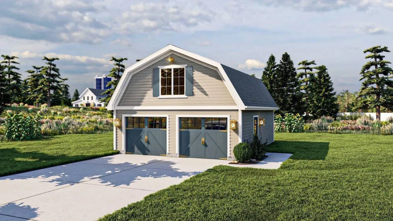 Versatile Two-Bay Garage Plan with Ample Storage Space
