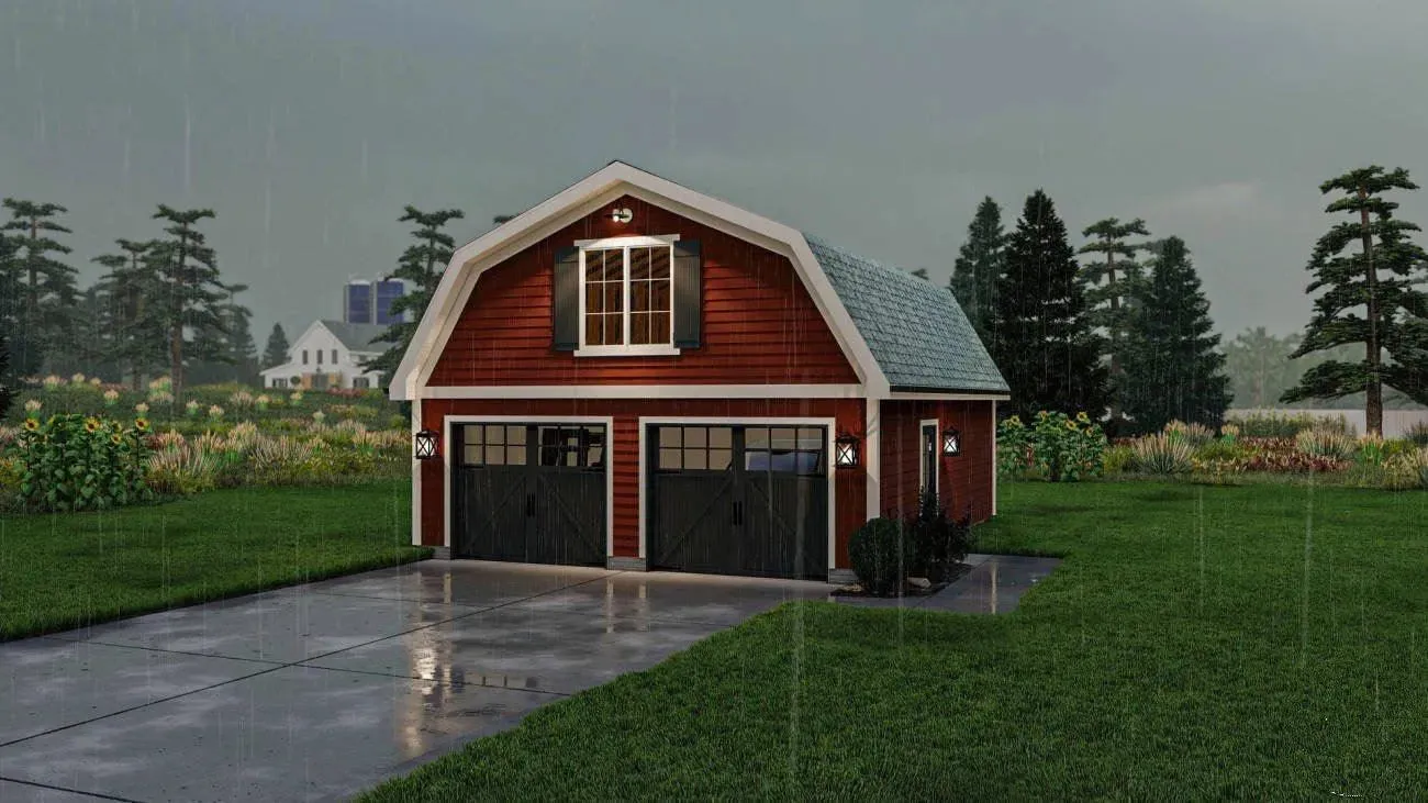Versatile Two-Bay Garage Plan with Ample Storage Space
