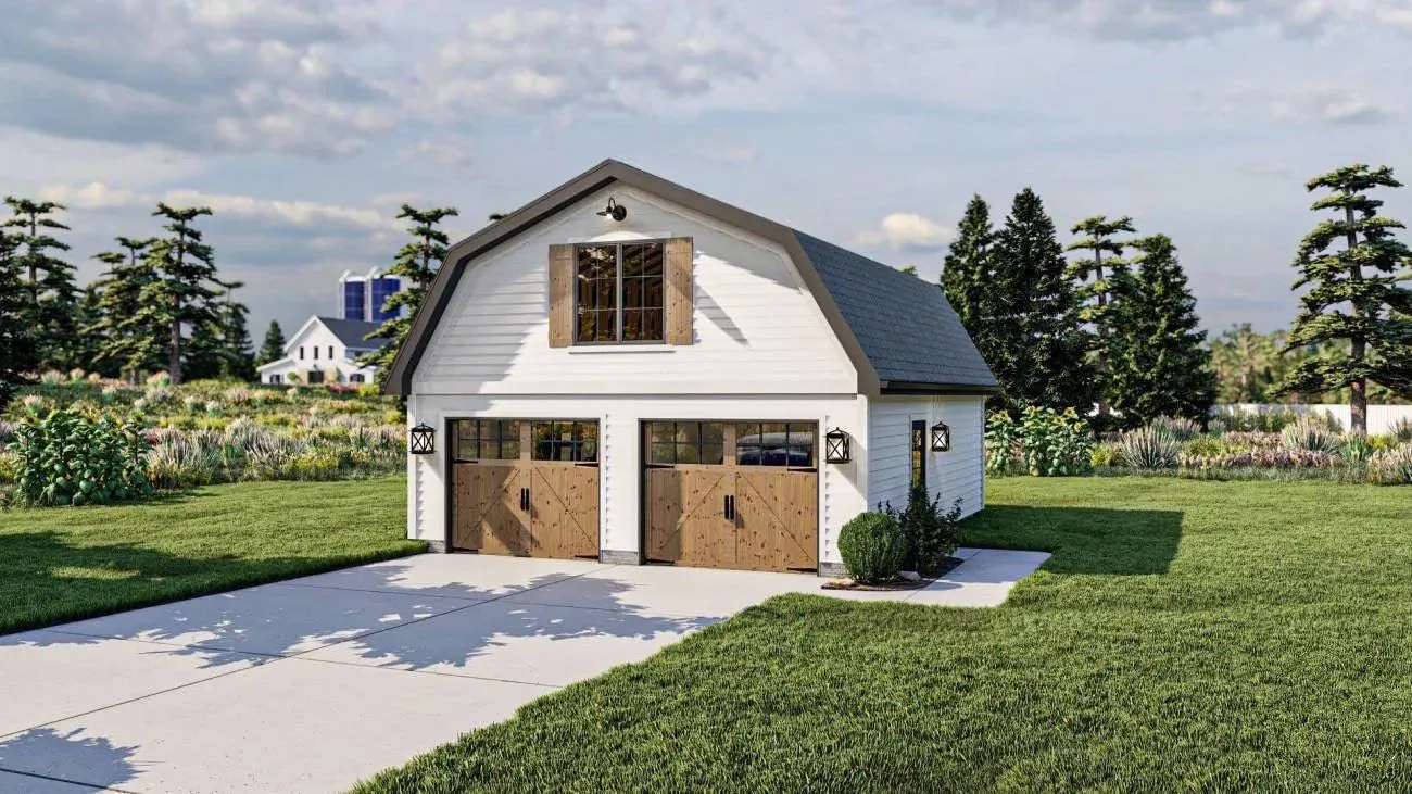 Versatile Two-Bay Garage Plan with Ample Storage Space