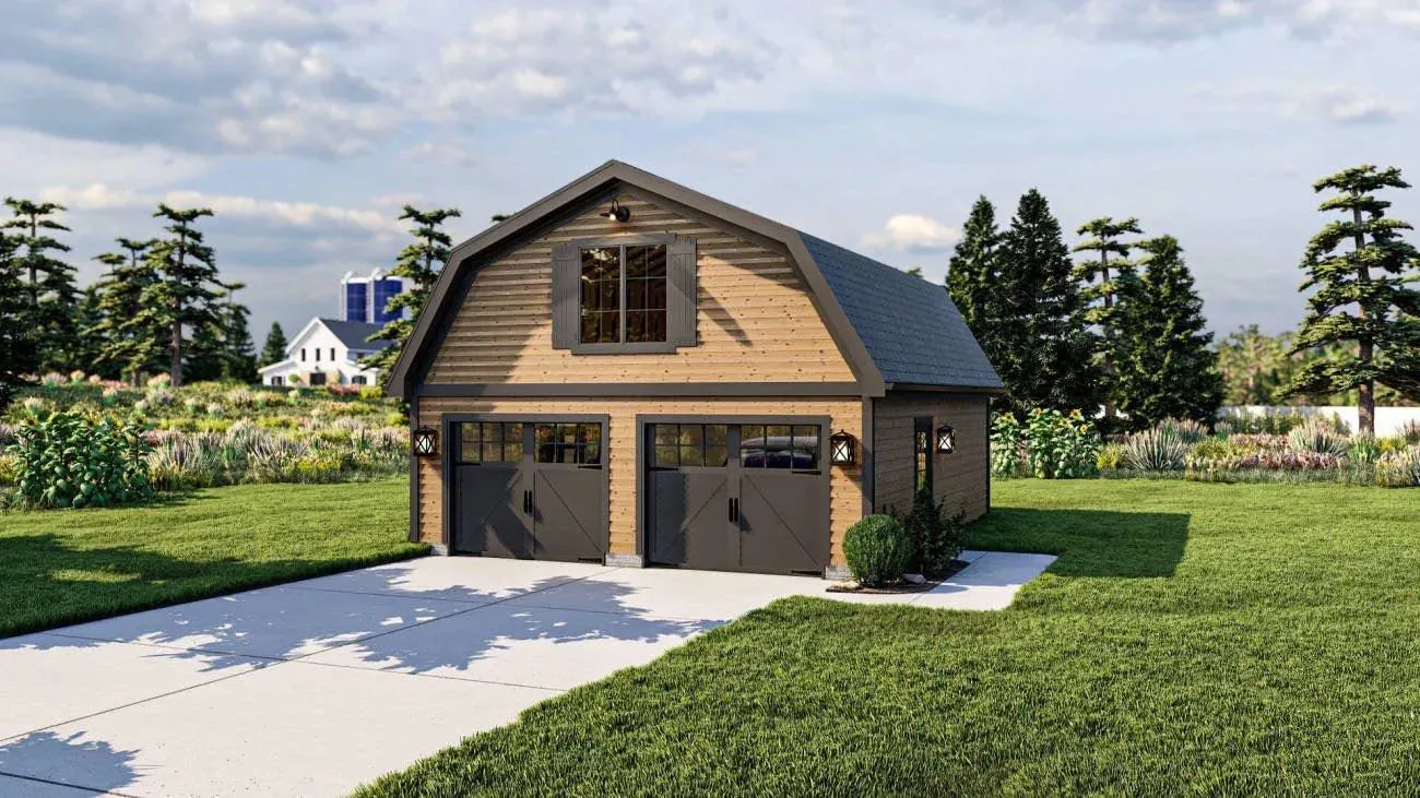 Versatile Two-Bay Garage Plan with Ample Storage Space